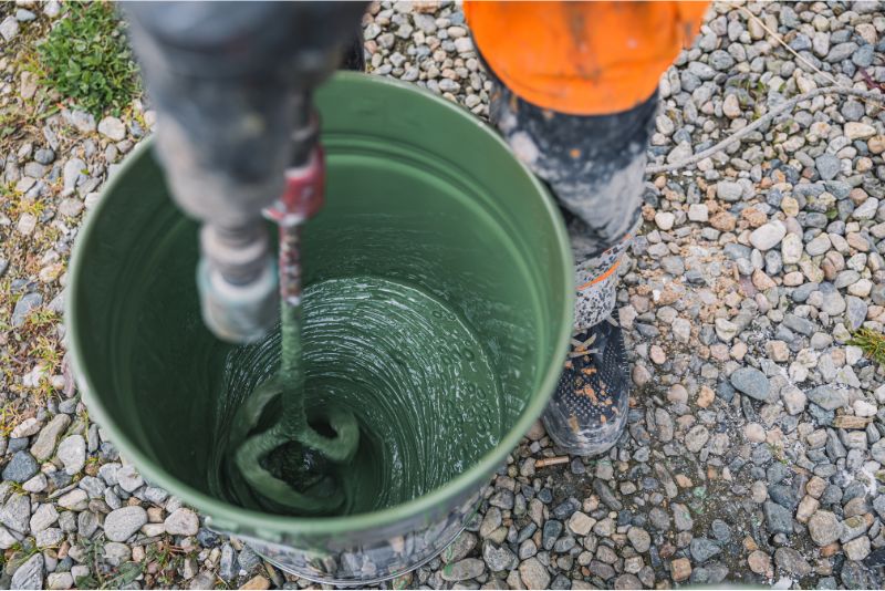 Epoxy resin in a bucket, ready yo be poured