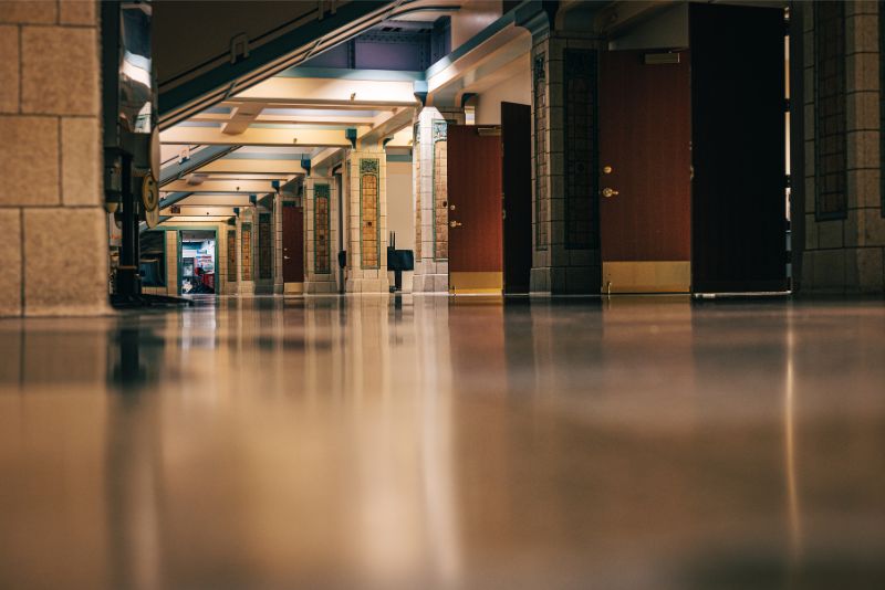 A photo of a brown epoxy floor