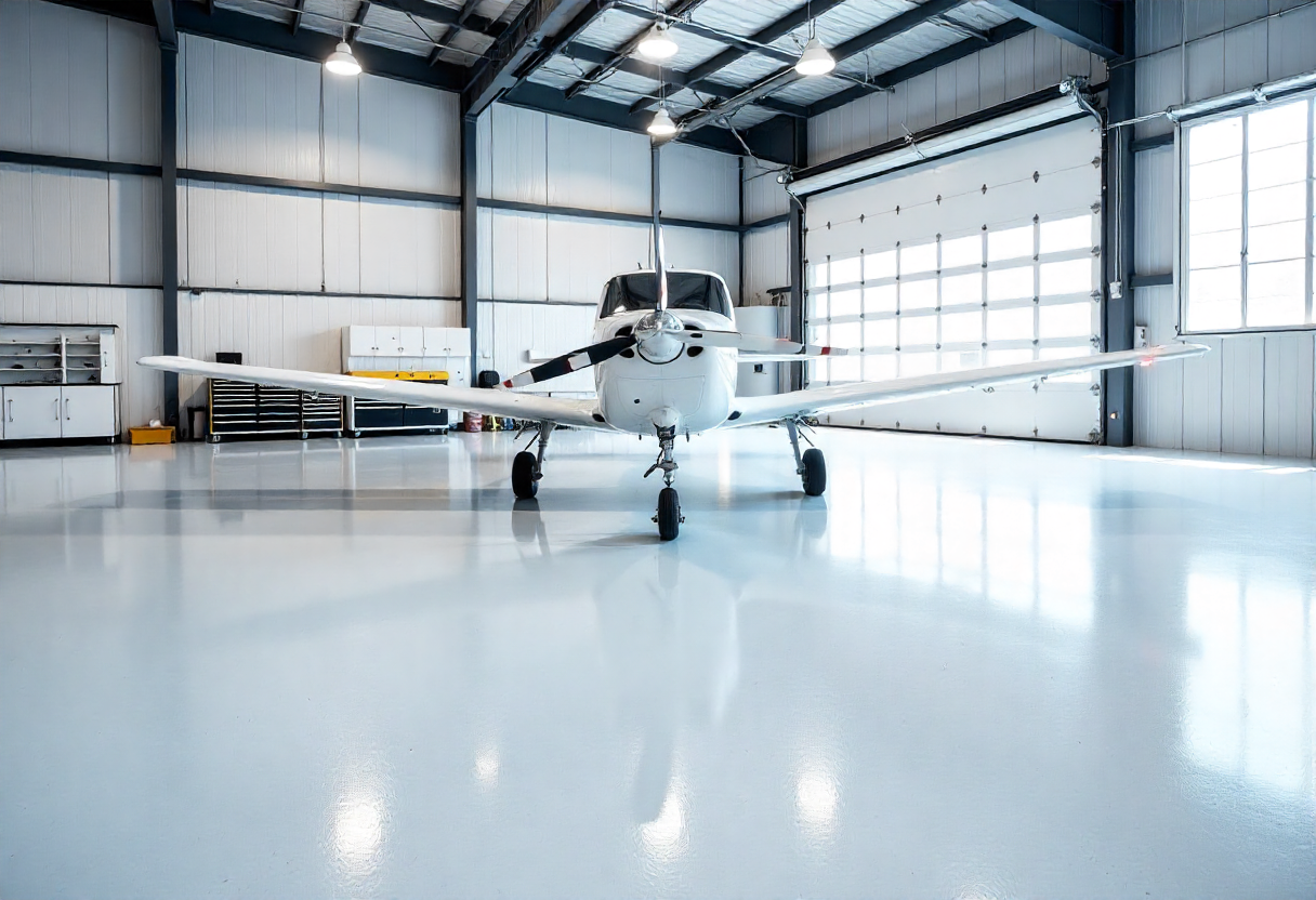 Aircraft hangar epoxy flooring