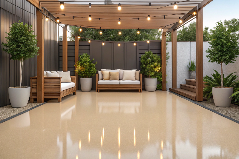 a-modern-australian patio-backyard a modern epoxy coated patio